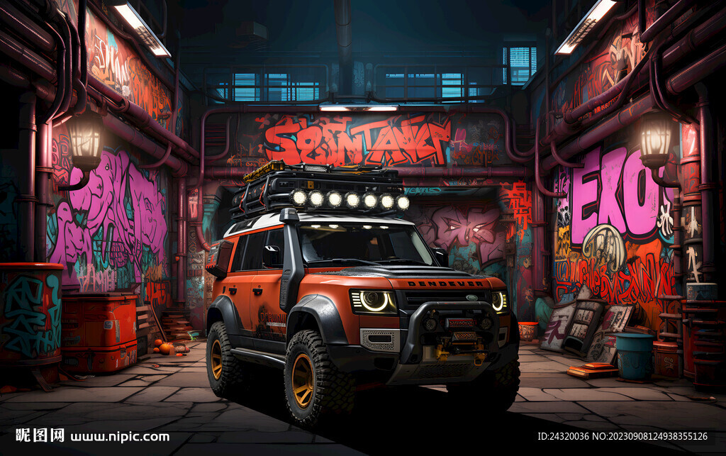 汽车涂鸦壁画背景墙壁纸墙纸设计