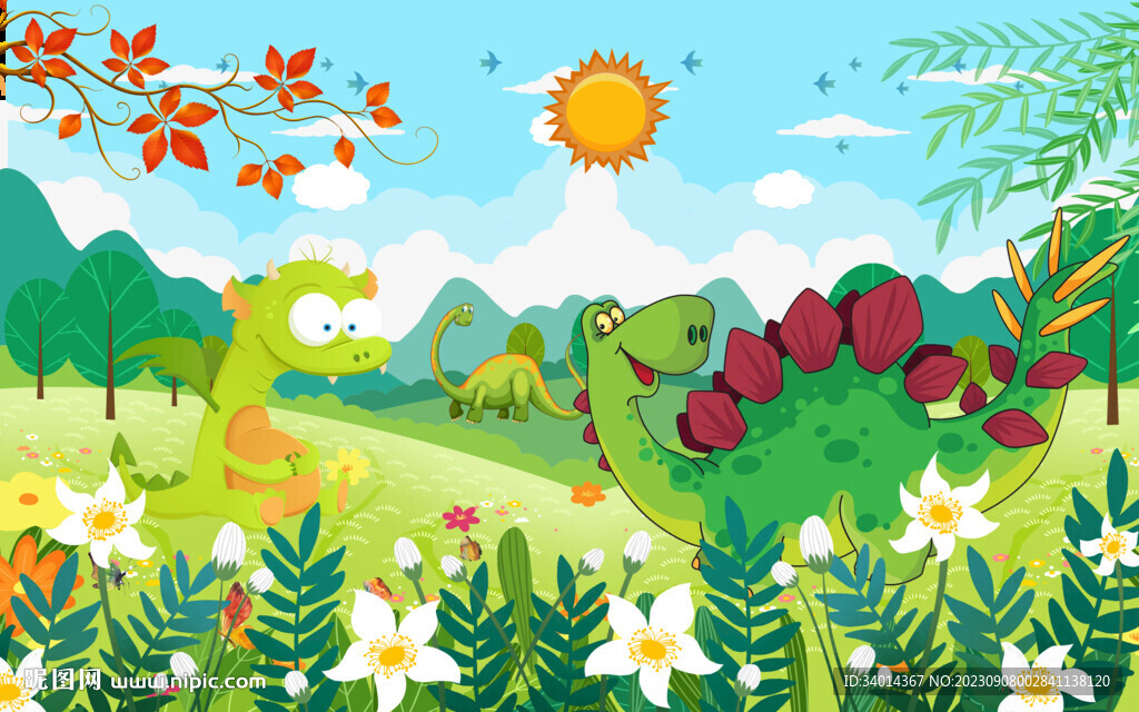 卡通儿童房背景墙