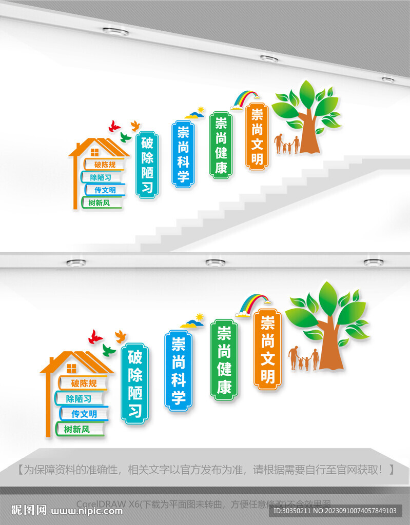 移风易俗楼梯文化墙图片