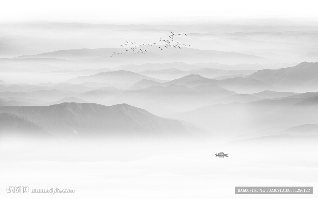 中式水墨山水画