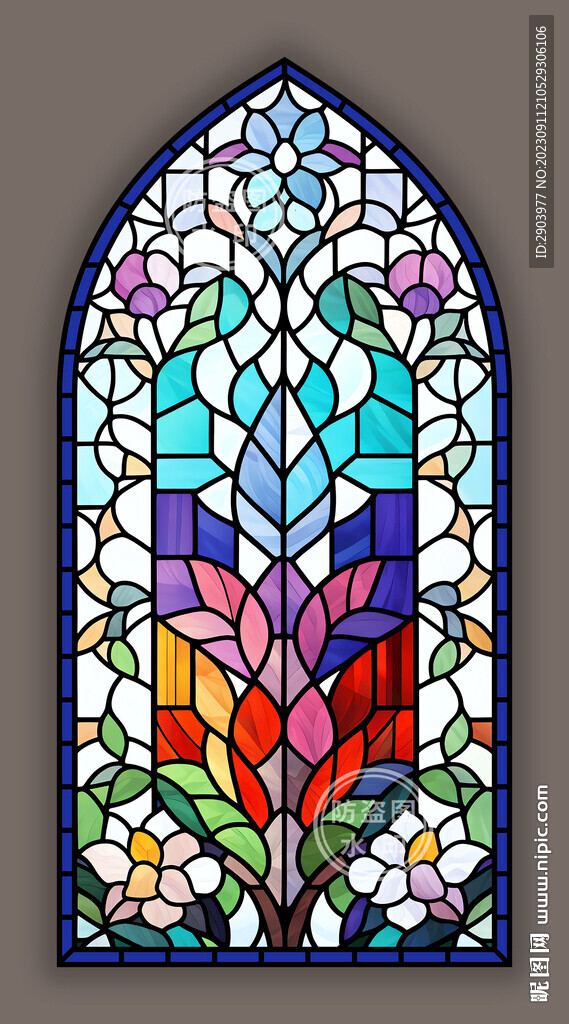 天堂蒂凡尼彩绘彩晶染色玻璃图案