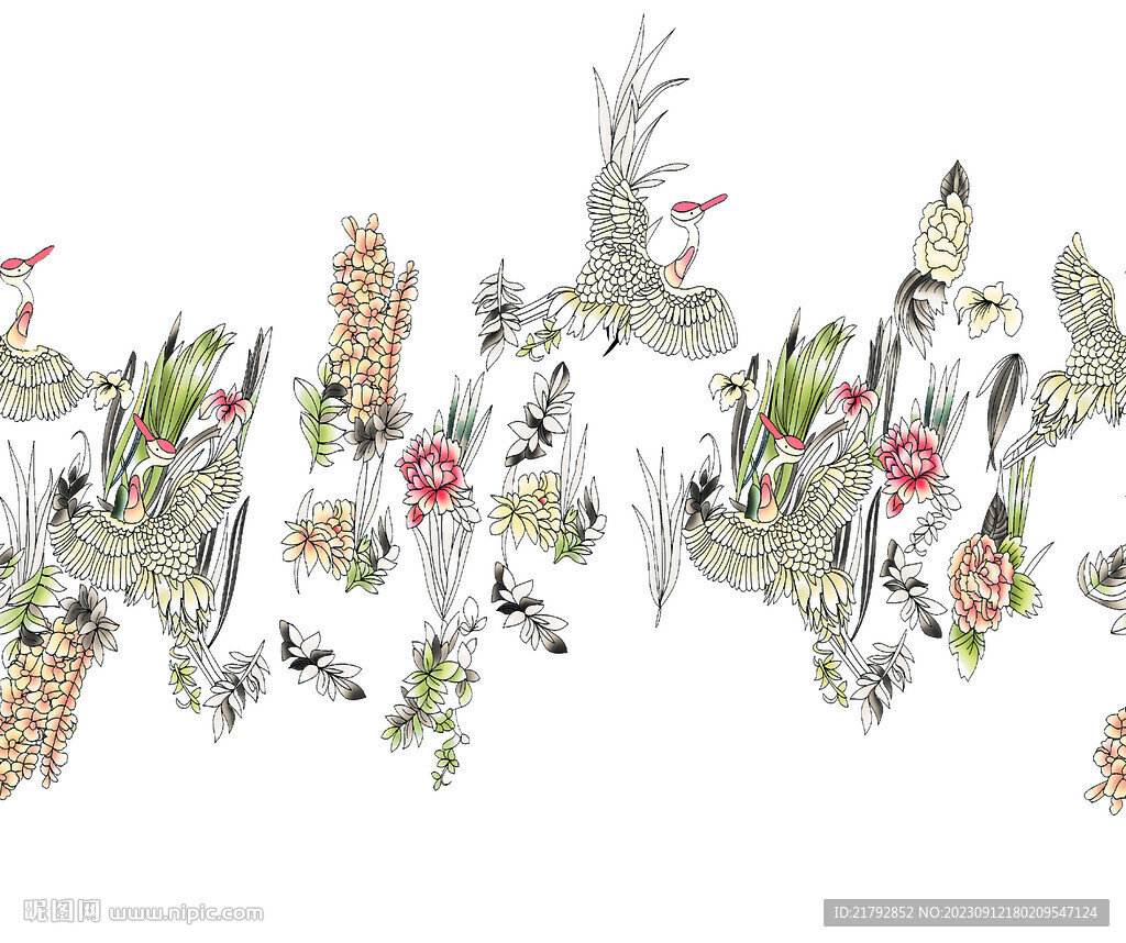 手绘花 数码印花图片