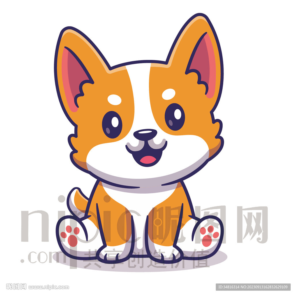 可爱卡通小狗矢量素材插画