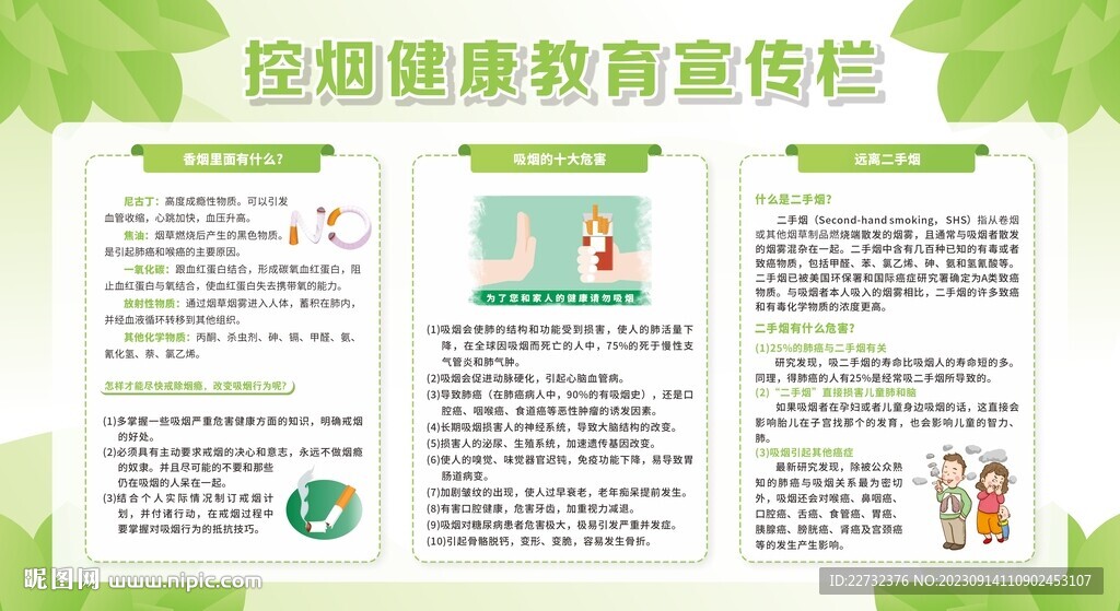 控烟戒烟禁烟健康教育宣传栏