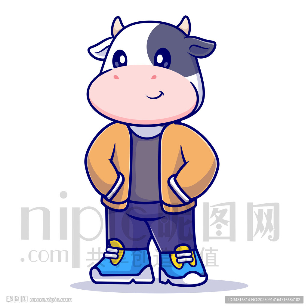 可爱卡通奶牛矢量插画素材