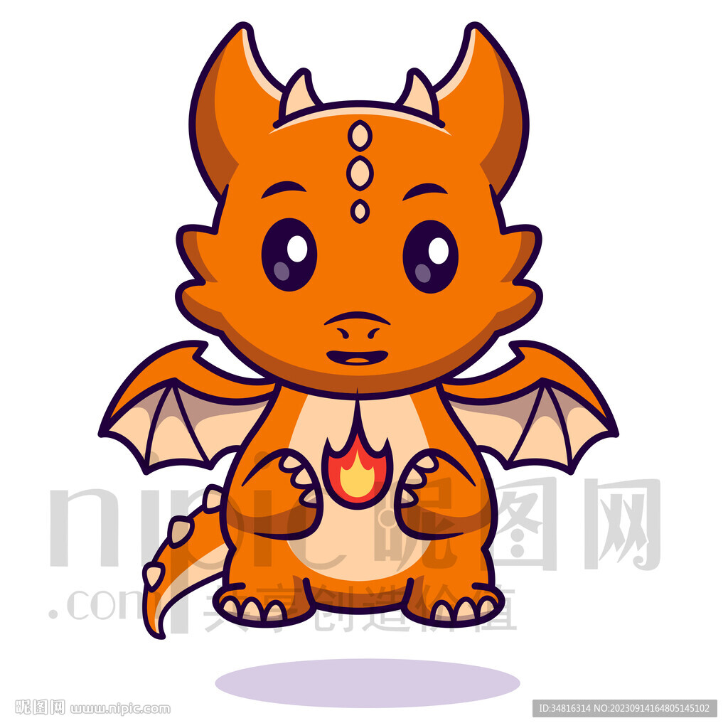 可爱卡通动物飞龙大怪兽矢量素材