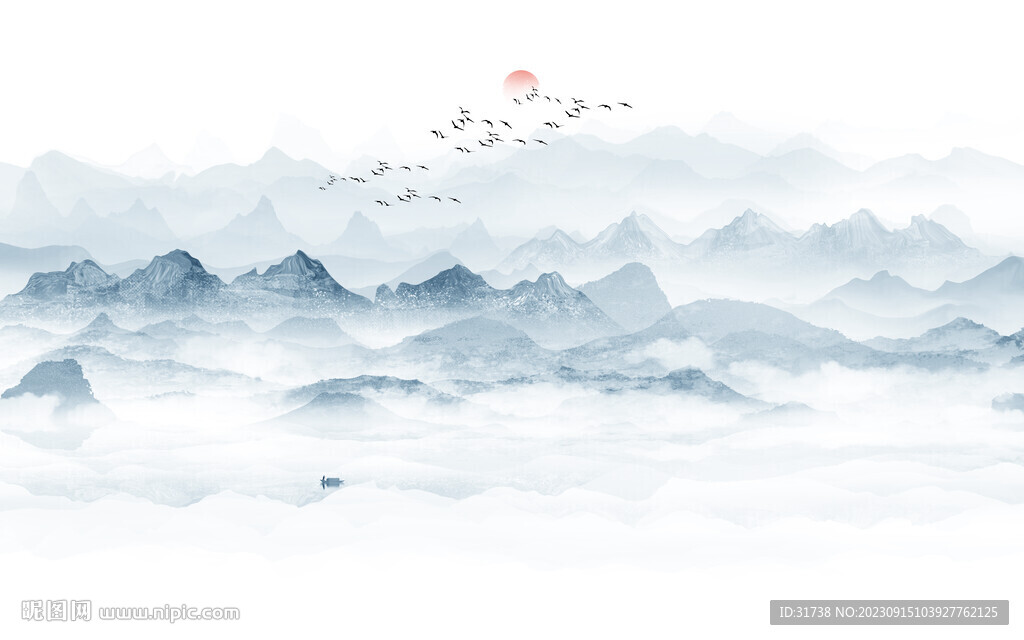 意境水墨山水画