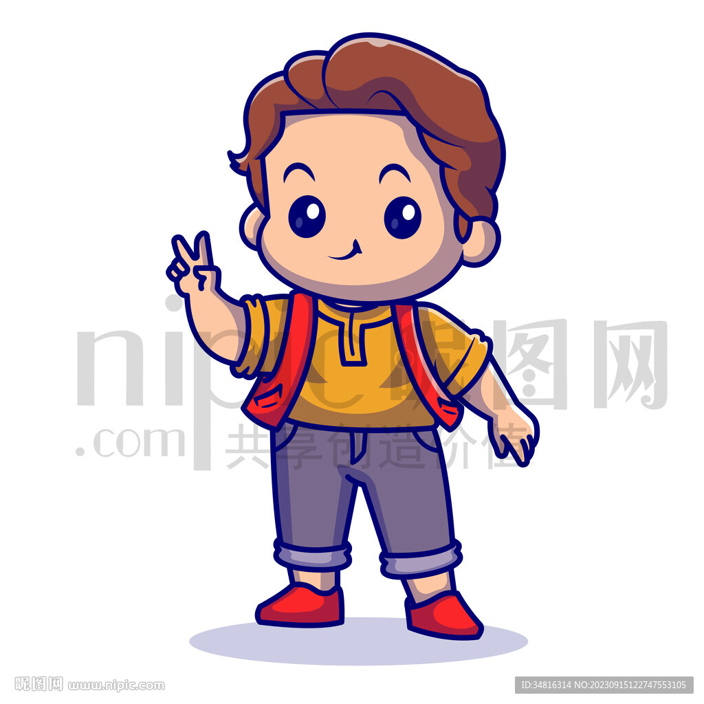 可爱卡通小男孩阳光开朗人物形象
