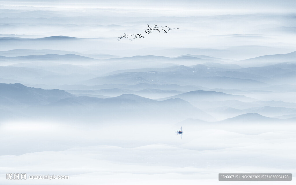 新中式意境水墨画背景墙