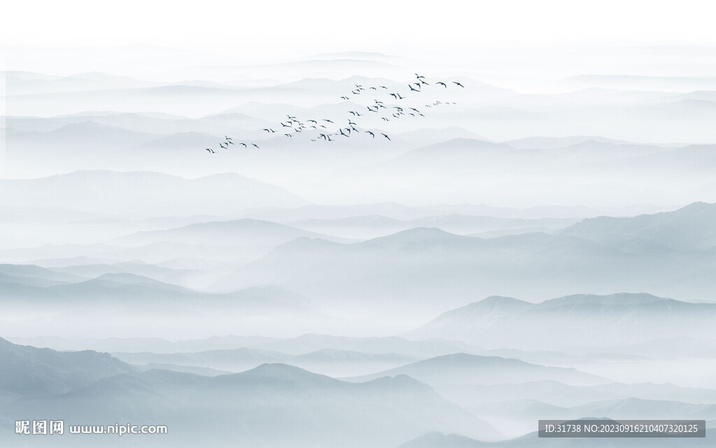 新中式餐厅水墨画墙画