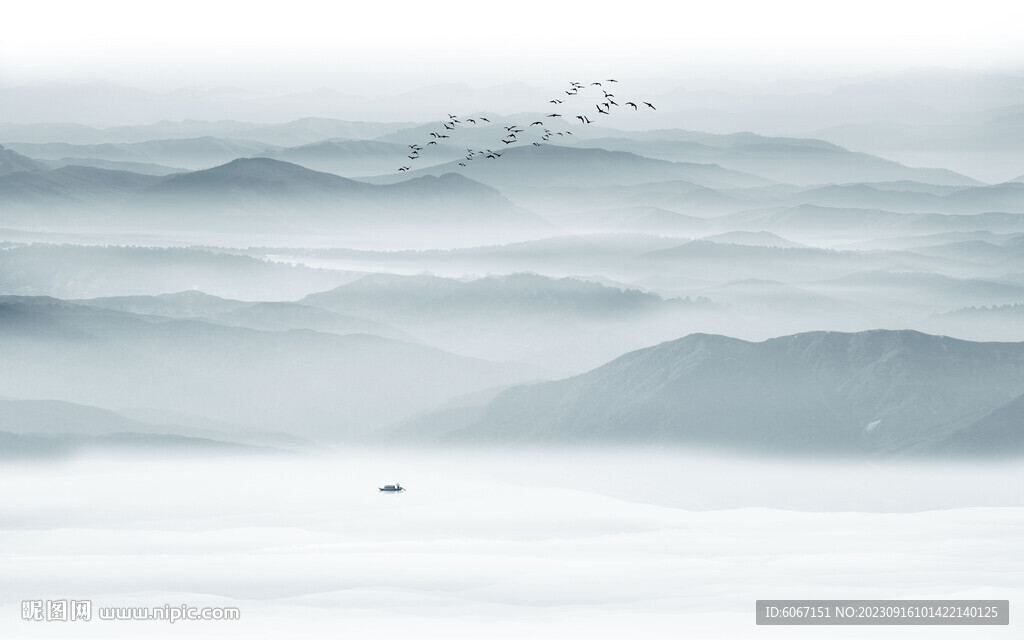 新中式意境水墨画背景墙