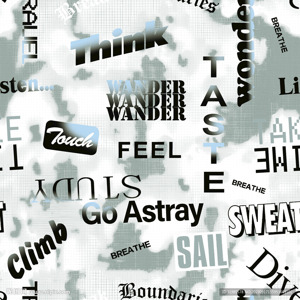 渐变字母压扎染横竖纹路底