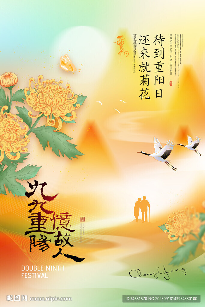 菊花意境重报节日海报