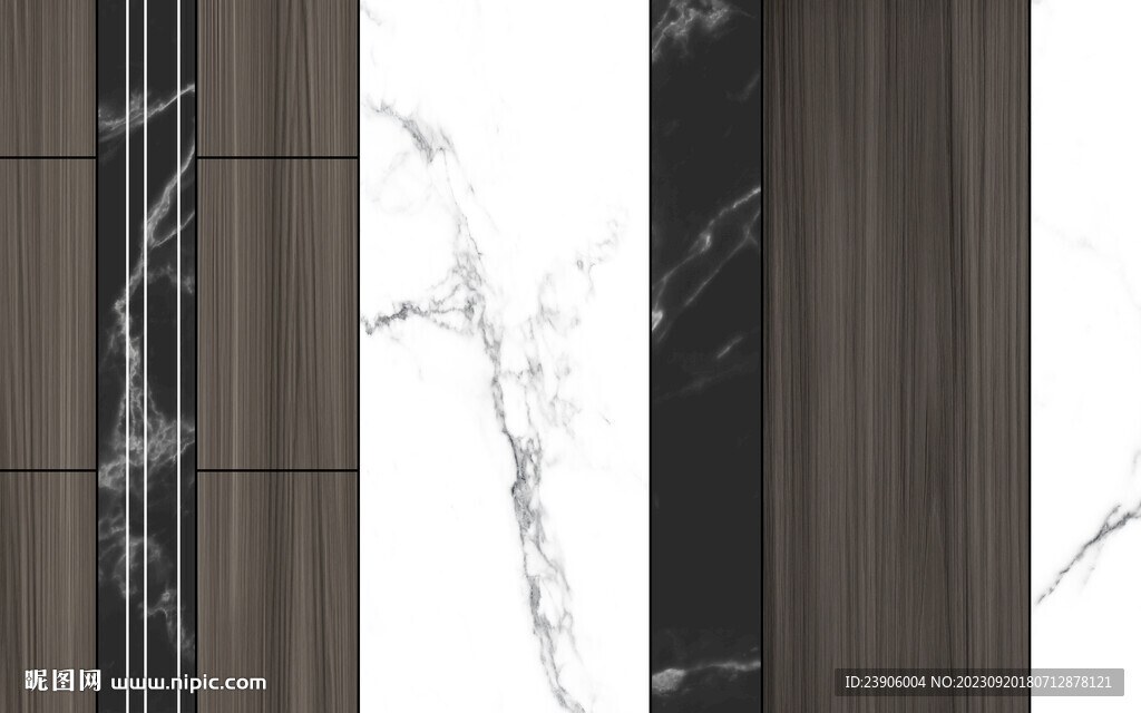 现代风抽象几何大理石拼花电视墙