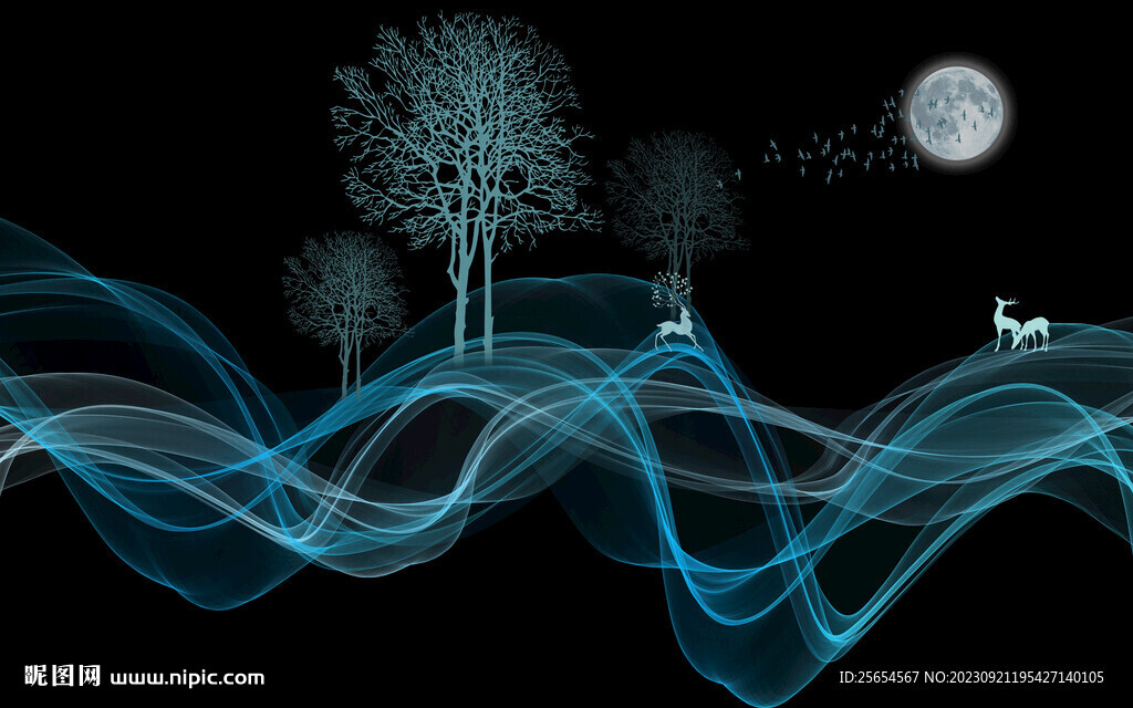 抽象水墨山水风景电视背景墙
