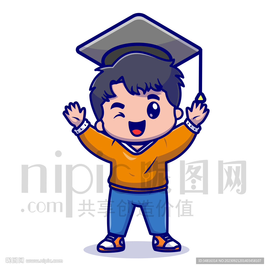 可爱卡通博士小男孩