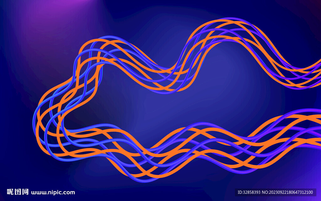 黄蓝色3D立体抽象渐变波浪背景