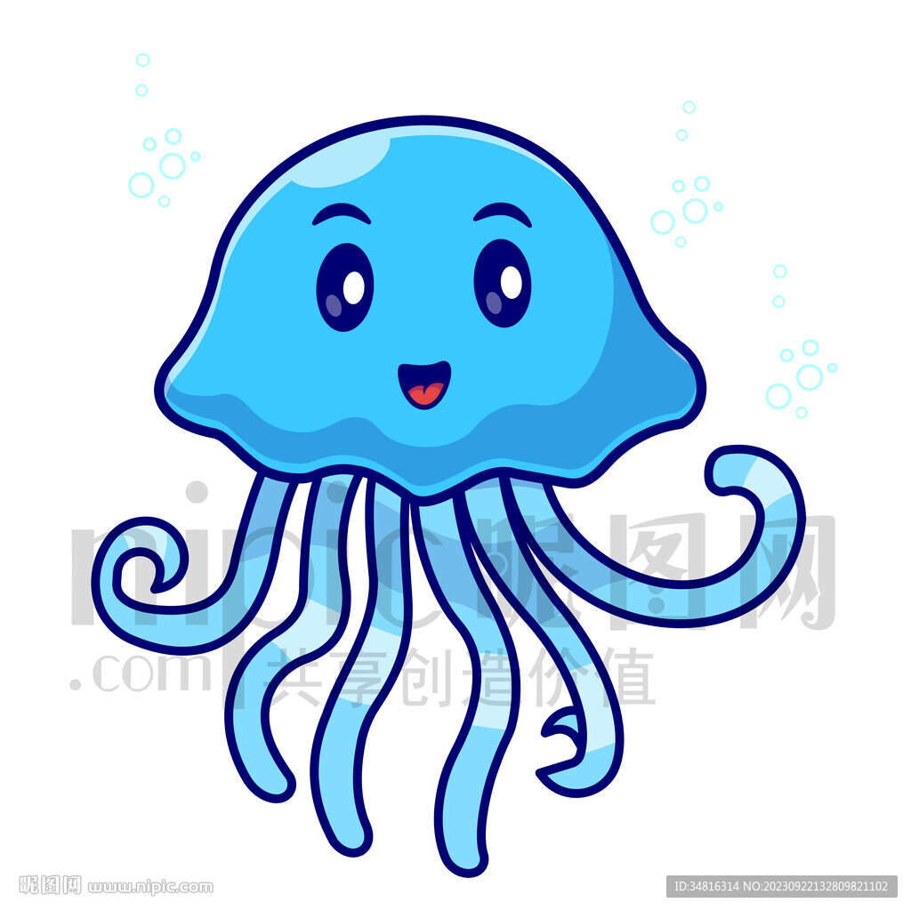 可爱卡通水母插画素材