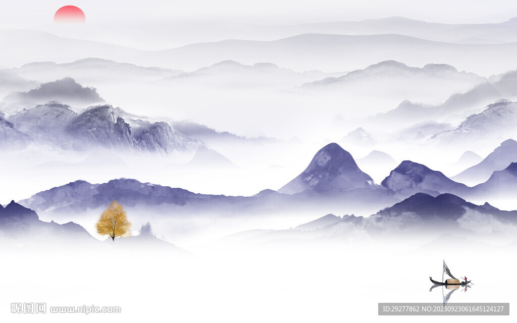 高端 新品背景山水 TIf分层