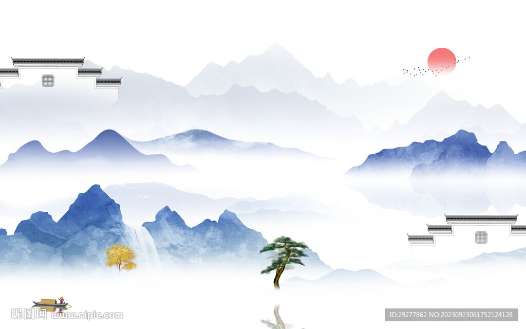 高清 新品背景山水 TIf分层