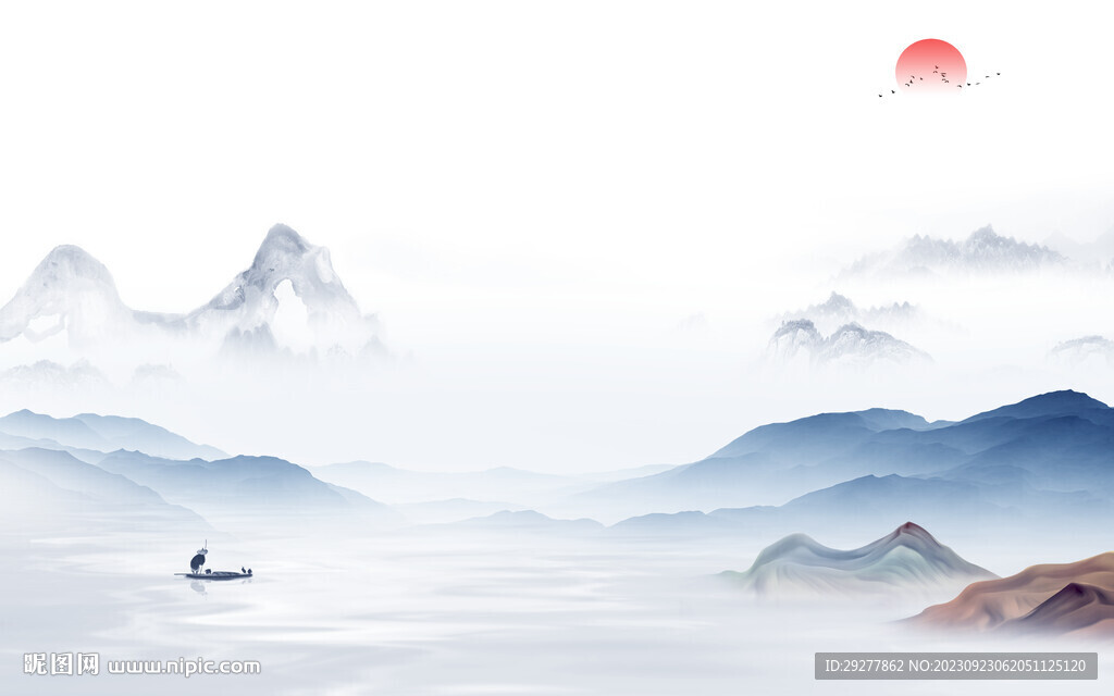 简约 新品背景山水 TIf分层