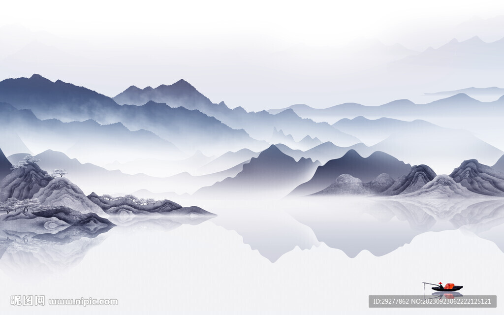 现代 新品背景山水 TIf分层