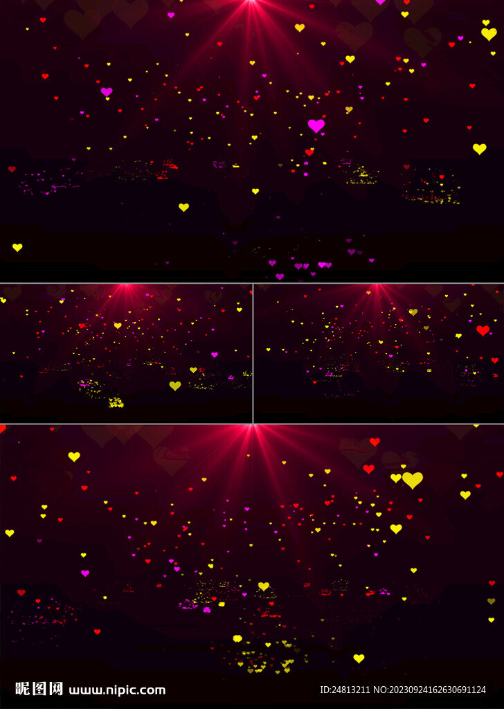 4k唯美心形粒子婚礼背景AE