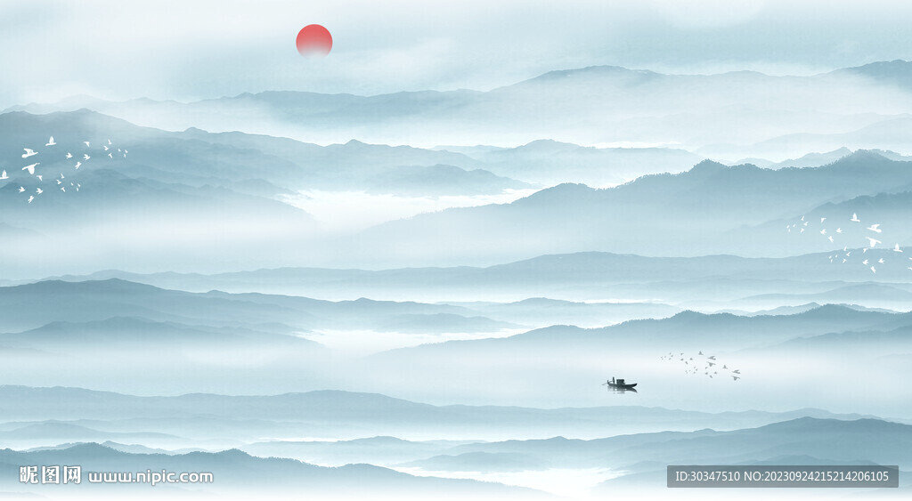 中式别墅山水画