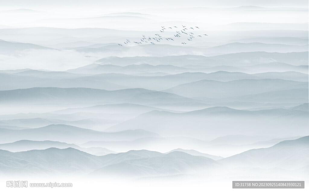 山水水墨画背景墙