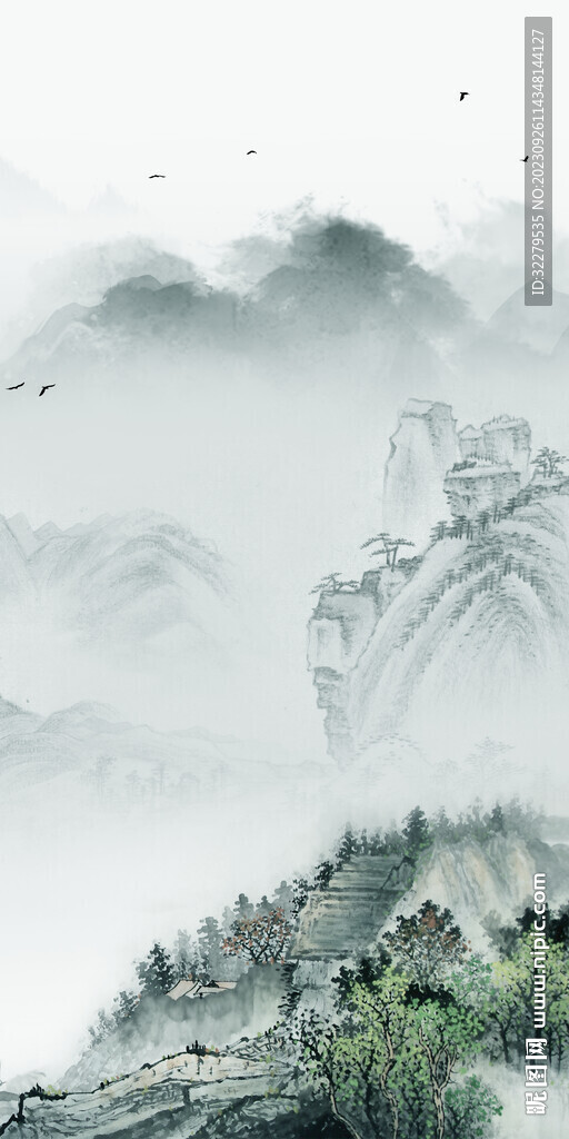 现代 中式极简玄关 Tif分层