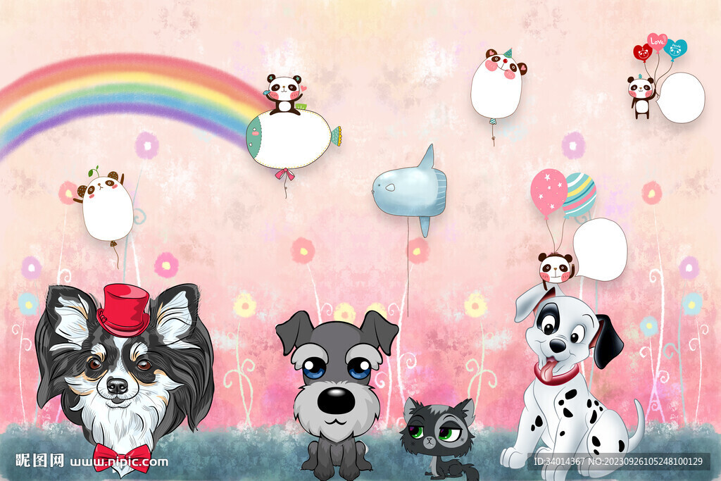 卡通小狗背景墙