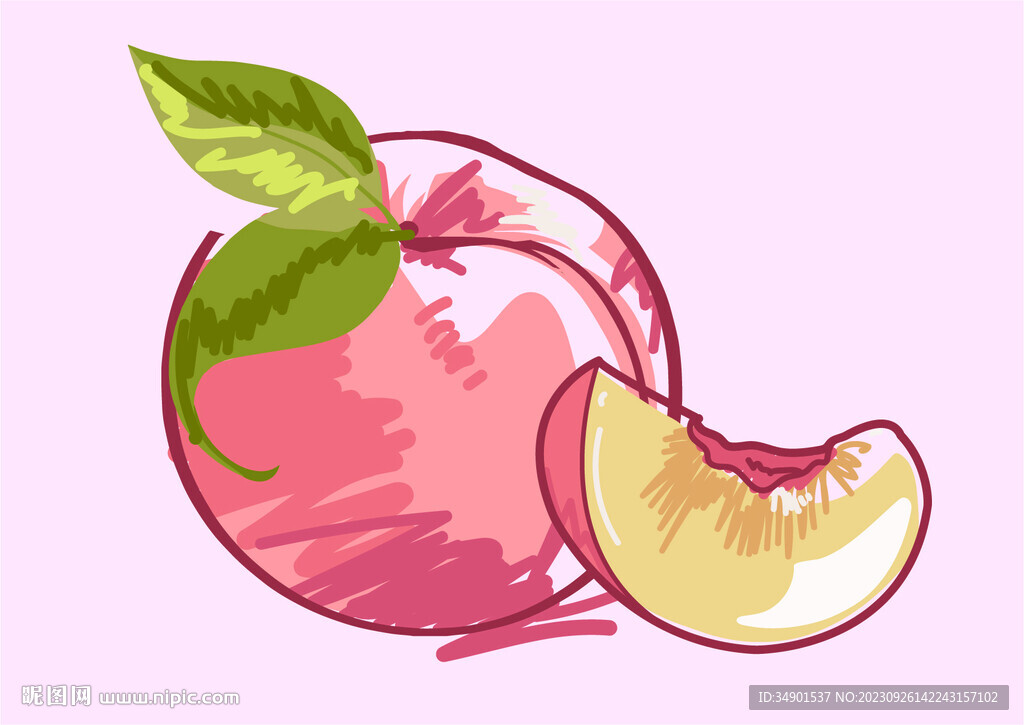 桃子手绘插画