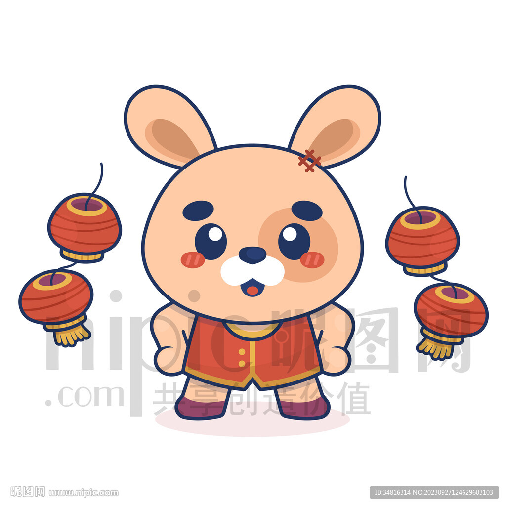 可爱卡通小白兔兔子拜年