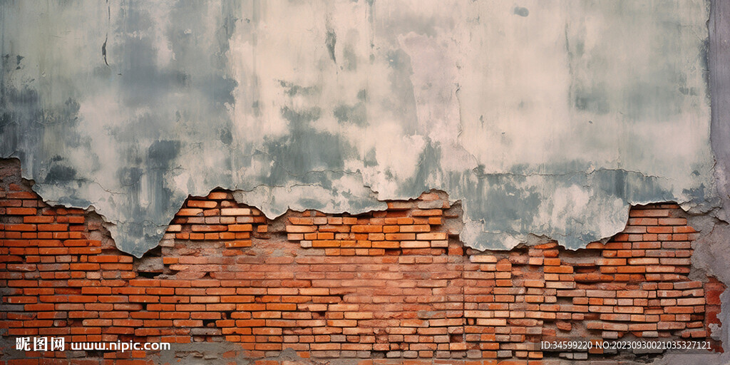 复古斑驳红砖水泥墙背景墙壁画