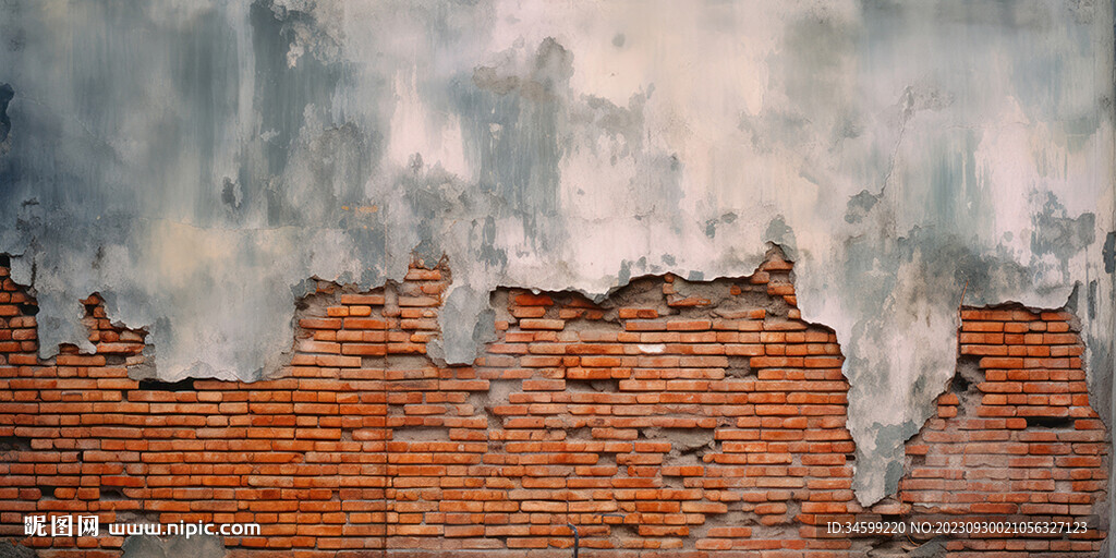 复古斑驳红砖水泥墙背景墙壁画