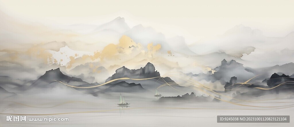 千里江山大气山水画