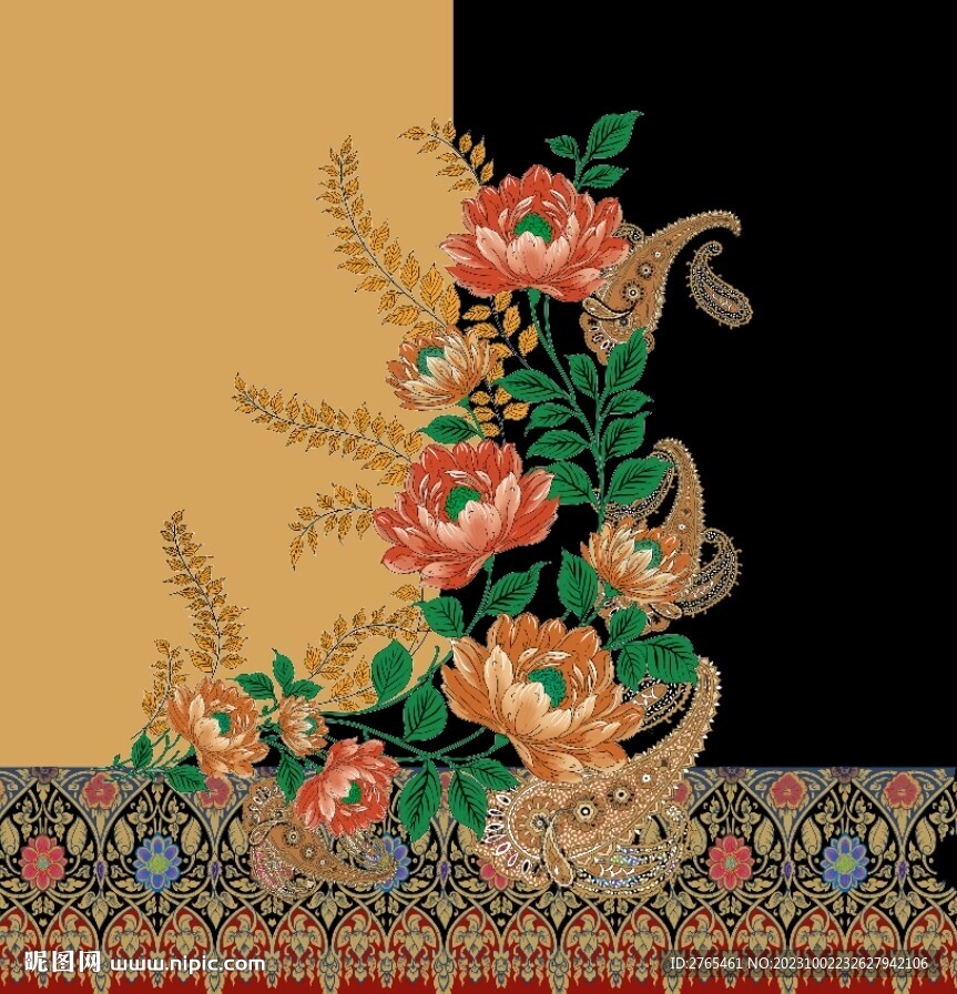 手绘古典定位花