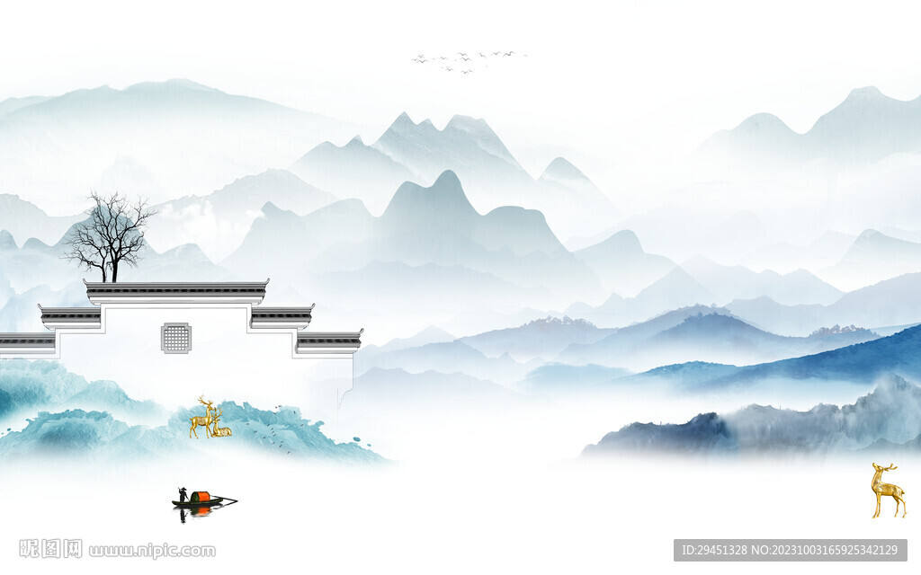 新款 现代背景山水 TIf分层