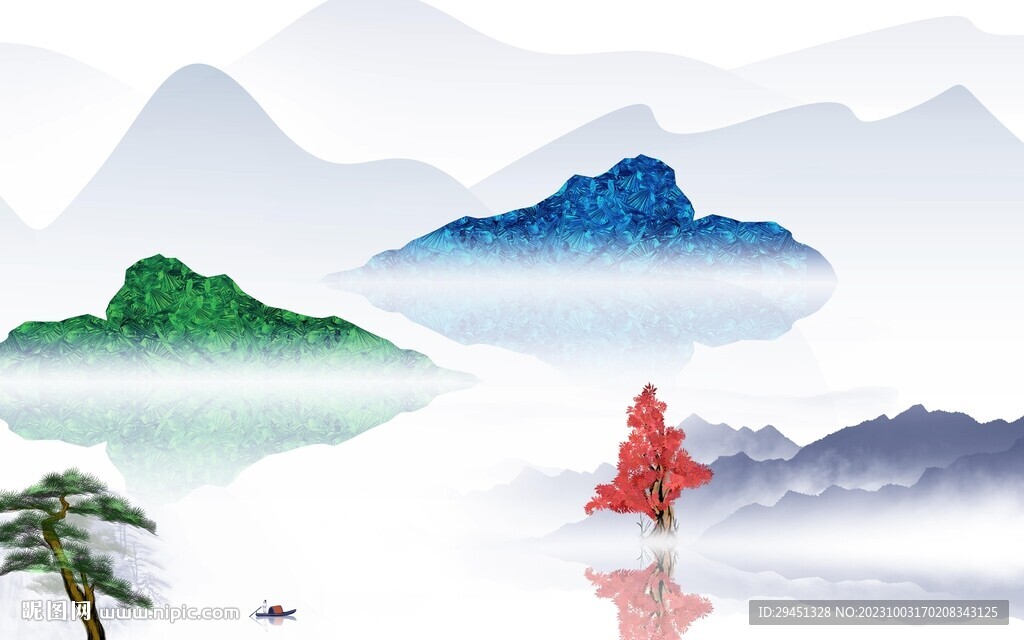 意境 现代背景山水 TIf分层