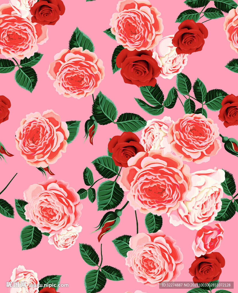 玫瑰花数码印花