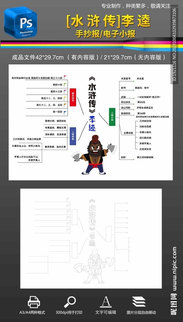 水浒传思维导图手抄报小报