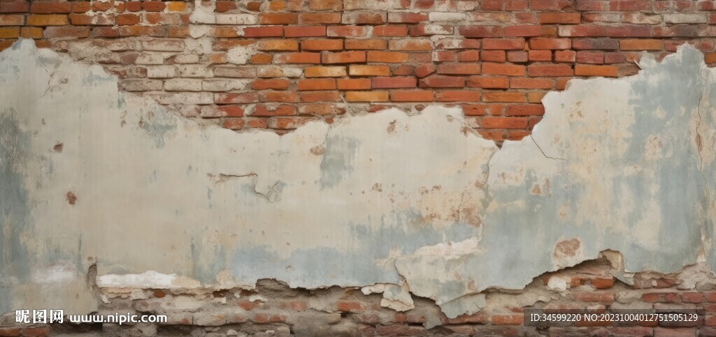 复古斑驳红砖水泥墙背景墙壁画