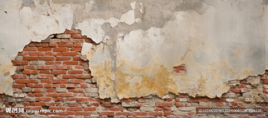 复古斑驳红砖水泥墙背景墙壁画
