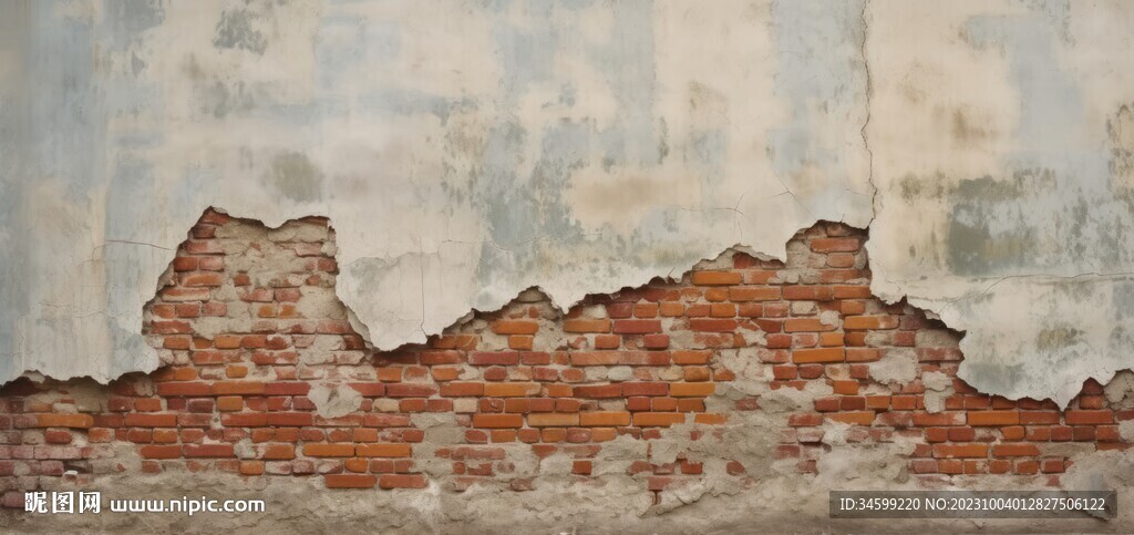 复古斑驳红砖水泥墙背景墙壁画