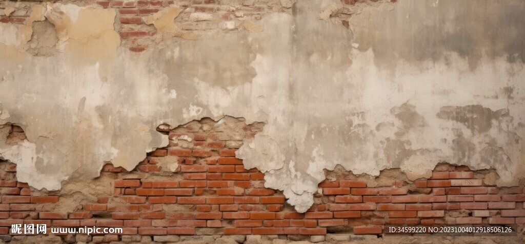 复古斑驳红砖水泥墙背景墙壁画