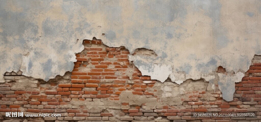 复古斑驳红砖水泥墙背景墙壁画
