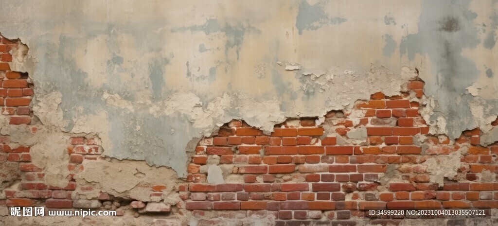 复古斑驳红砖水泥墙背景墙壁画