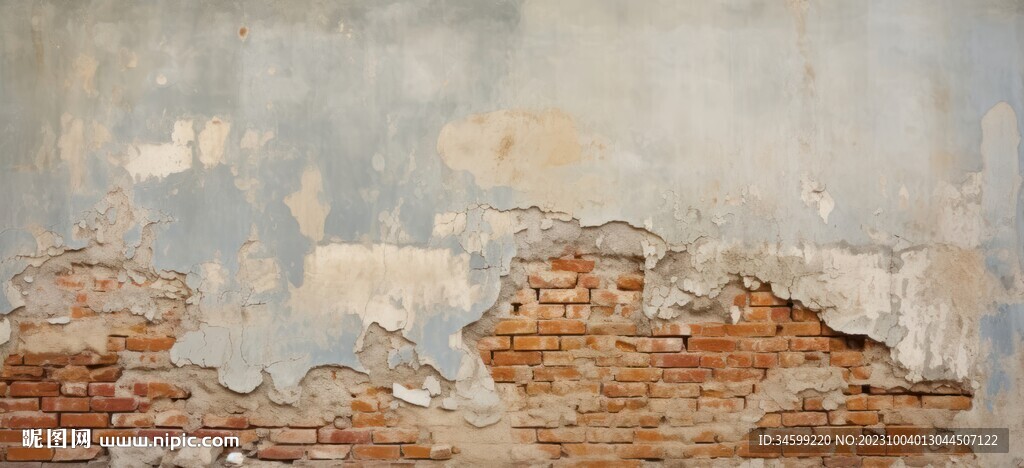 复古斑驳红砖水泥墙背景墙壁画