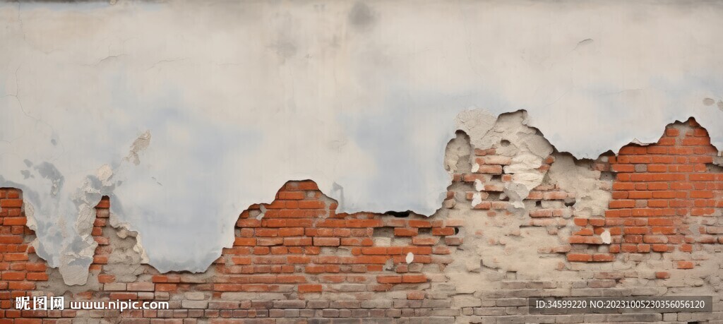 复古斑驳红砖水泥墙背景墙壁画