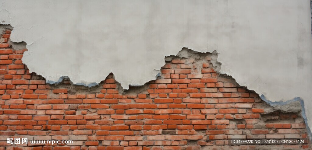 复古斑驳红砖水泥墙背景墙壁画